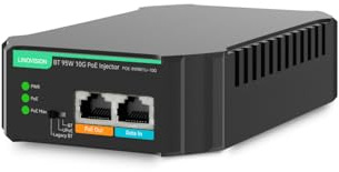 LINOVISION Industrial 10G BT95W PoE++ Injector, AC 100–240V Input, IEEE 802.3af/at/bt, Compatible with Standard & Legacy Non-Standard PD Devices, for PTZ Cameras, PoE Lighting/Monitors