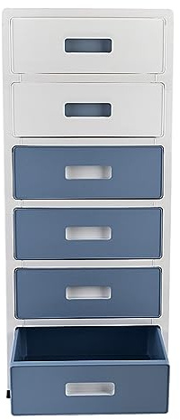 Schubladenschrank Kunststoff mit Rollen,Rollcontainer mit Schubladen Wagen,6-Schubladen-Aufbewahrungsboxen,Geschlossenes Design,Vier Rollenfüße,Obere Platte Rille,Schubladen-Clips,für Schlafzimmer, Wo