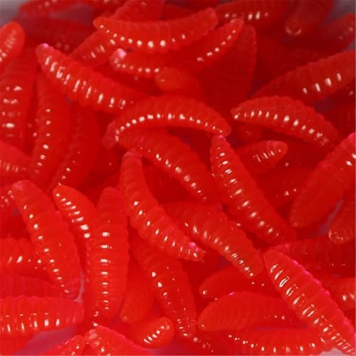 Yhplxyuus 50Pcs Soft Silicone Maggots Earthworms Baits Soft Artificial Bread Maggots Fishing Lures Artificial Jigging Earthworms Fishing Lures