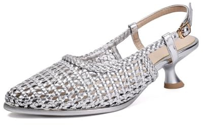 Genérico Sandalias De Verano Tejidas para Mujer con Hebilla Dorada