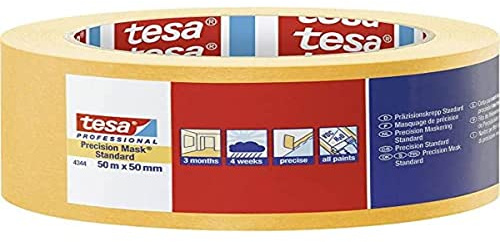 tesa PRECISION Standard 04344-00000-00 Präzisionskrepp® maskeringstejp gul (L x B) 50 m x 50 mm 1 st