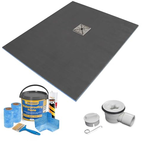 1300 x 900 x 25mm Rectangular Shower Tray with Offset Drain and Tanking Kit
