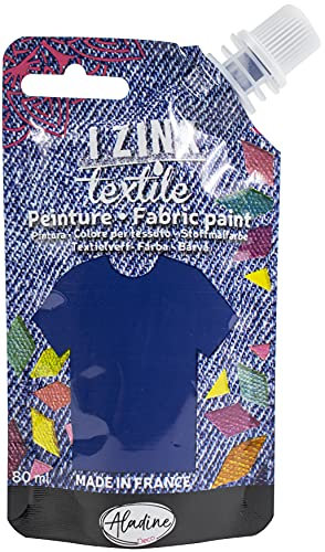 Peinture 'Aladine - Izink Textile' Bleu nuit Denim 80 ml