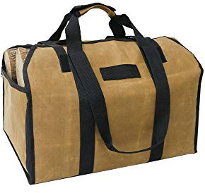 Borsa per caminetto in legno robusto con manici Cinghia di sicurezza per campeggio Tronchi di legna da ardere per interni Portabagagli in legno di betulla Stand by, marrone, portalegna in tela cerata