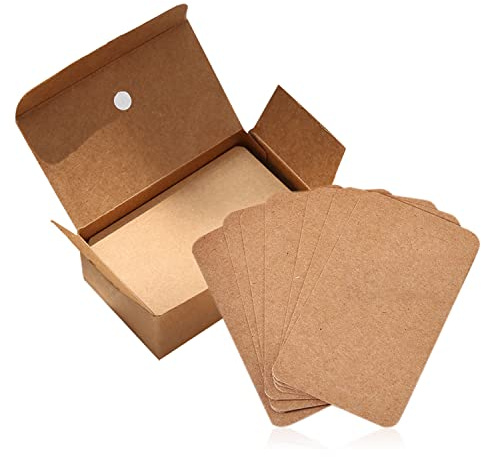 Lot de 100 cartes en papier kraft, vides, cartes de message, cartes de mots, carte en papier dur à étiquette DIY peut être écrite des deux côtés, marron (8,9,5,2 cm)