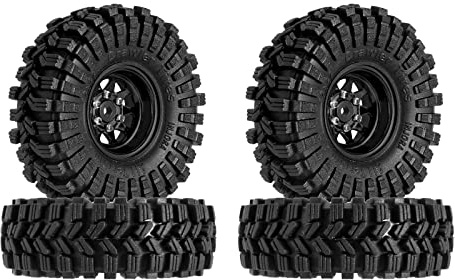INJORA 1 tum pärllås fälgar däck set – 3,78 mm offset för 1/18 1/24 RC crawler bil axial SCX24 TRX4M FMS FCX24 FCX18 AX24, svart (W1004-T1014)