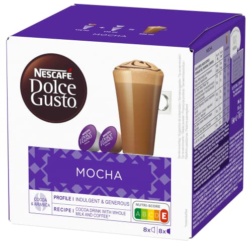 NESCAFÉ Dolce Gusto Mocha | 16 Kapseln | Kaffee aus Arabica Bohnen | hochwertiger Kakao mit Milch | Schnelle Zubereitung | Aromaversiegelte Kapseln | 1er Pack (1 x 16 Kapseln)