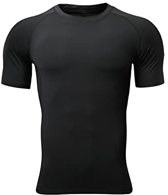 DEZYPZAM Maglie Compressione Uomo, Manica Corta T-Shirt Running Maglia Sportiva da Ciclismo Fitness Palestra, per Correre Jogging Fitness Palestra, Abbigliamento compressivo (Nero,M)