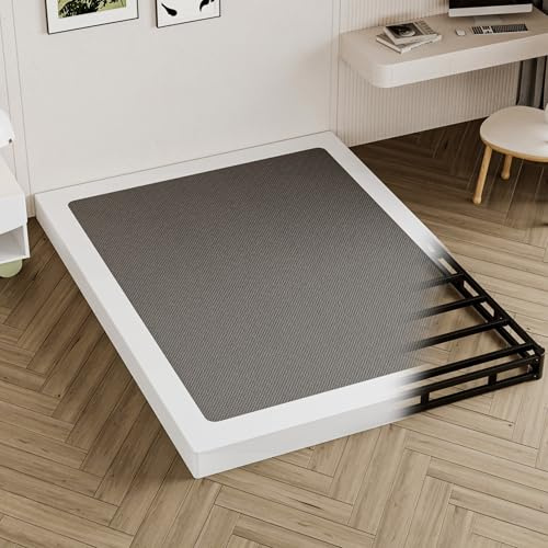 Seiugaga Box Spring Full Size Bed 4 Inch - Heavy Duty Box Spring Mattress Foundation Metal Bed Base with Fabric Cover, Noise Free Easy Assembly Non Slip 3000lbs Max