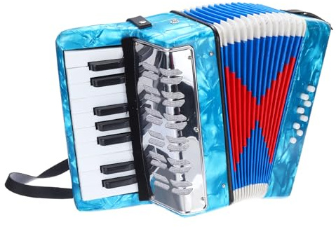 sourcing map Accordion, 17 Keys 8 Bass Button Accordion Mini Musical Instrument Lightweight for Adults Beginners Educational, Sky Blue