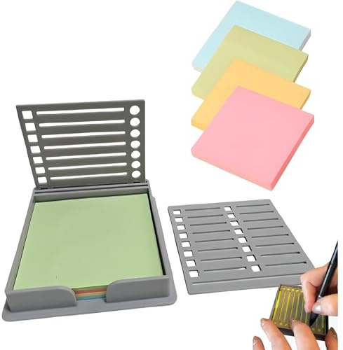 Sticky Note Stencil, Sticky Note Holder with Stencil 3x3 Sticky Note Line Stencil and Holder, Perfect for to-Do Lists, Home, Office, Sticky Notes Dispenser, Reusable Note Organizer