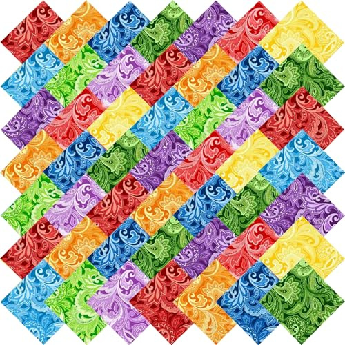 8x8 50pcs Cotton Fabric Squares for Sewing Quilting Supplies- Paisley | Good quality wonderful colors beautiful patterns soft and sturdy 100% cotton fabric squares perfect for quilting projects