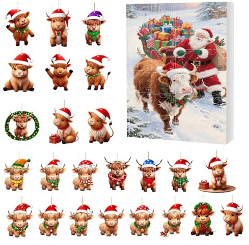 Jixcderm Christmas Countdown Calendar Toys | 2D Acrylic Decoration - Christmas Countdown Ornaments | for Wall Door Bedroom Window Tree