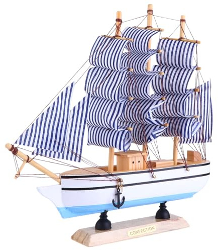 Healifty Modelo de Barco de Madera Vintage 24 Cm, Adorno Náutico para Decoración del Hogar y Escritorio, Artesanía Artesanal Tela No Tejida, Adecuado para Bar, Salón y Oficina