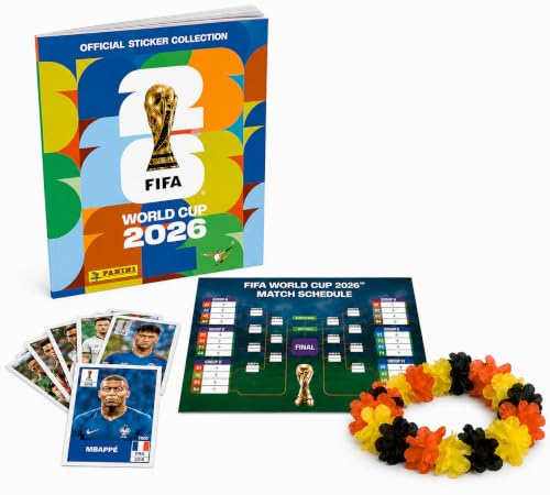 Set Panini Coppa del Mondo 2026 Figurine & Album – Calcio con Collana di Fiori, Album Panini & Calendario Partite (1 Bustina / 13 Figurine)