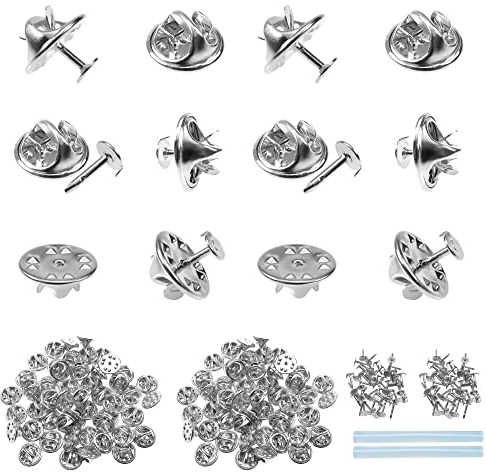 TOAOB 100 Pares 8 mm Plata Embragues de Mariposa Clutch Metal Pin Back Cierre de Broche con Parte Posterior Pines en Blanco para DIY Craft Manualidades y Joyería Tachuelas Corbata Repuesto