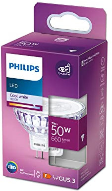 Philips LED Classic GU5.3 Lampe, 50 W, Reflektor, silber, Cool weiß