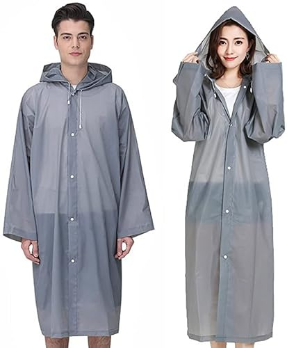 GUKOY 2 Pcs Reusable Rain Ponchos Waterproof for Adults, EVA Rain Coat Emergency with Hood and Drawstring for Women Men Disney Outdoor