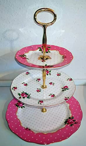 Royal Albert / Cheeky Pink / Etagere / Tårtfat / Original / Bone China / Höjd ca 35 cm / Rofu / Action / Kik