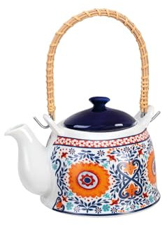 Madame Coco Vintage Teekanne Porzellan 750 ml ideal für Grüntee, Kräutertee und Tee, Caydanlik, Traditionelle Japanische Teekanne Tee, Large Teapot, Çaydanlık, Vintage Teebereiter groß Daisy Caydanlik
