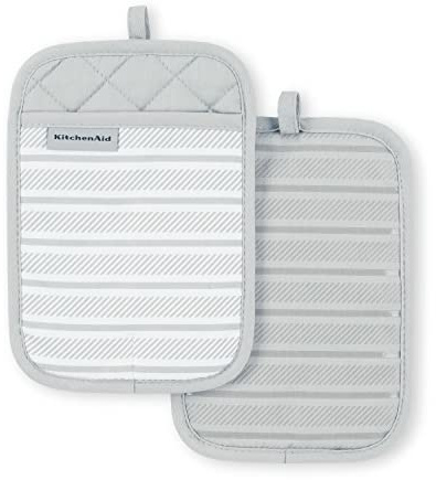 KitchenAid Albany Pot Holder 2-Pack Set, Matte Grey, 7x10
