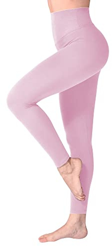 SINOPHANT Leggings Damen High Waist - Blickdicht Leggins mit Bauchkontrolle für Sport Yoga Gym(1 Rosa,S-M)