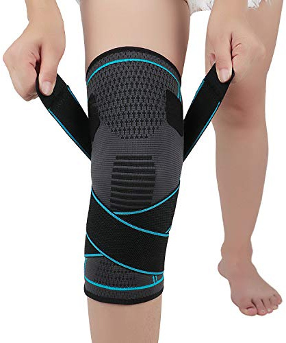 NTRH Knee Support Brace for Women and Men,Adjustable Compression Knee Brace for Arthritis,Joint Pain,Ligament Injury,Meniscus Tear,ACL,MCL,Running,Sports,Squats(single) (M, Blue)