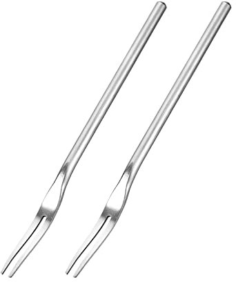 sourcing map 2-Piece Stainless Steel Fruit Forks, 5.12-Inch Salad Fruit Tasting Forks Dessert Cake Forks 2 Prong Tasting Appetizer Forks for Birthday Party Wedding Restaurant