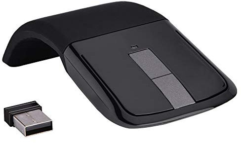 Garsent Ratón ARC Touch Inalámbrico Plegable, Flexible y Práctico, Diseño Ergonómico, Ideal para Juegos, Compatible con la Mayoría de PC, Portátiles y Televisores Inteligentes con (Black)