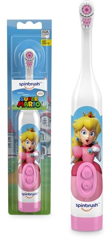 Princess Peach Kid’s Spinbrush Electric Battery Toothbrush, Soft Bristles