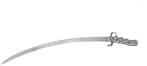 Horus Artesanía de Egipto Sciabola egiziana bilanciata per Danza del Ventre e Tribale Fatta a Mano in Egitto, 75 x 3 cm, Argento Impugnatura Serpente