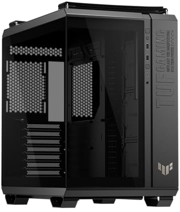 ASUS TUF Gaming GT502 Horizon ATX Boîtier de Jeu intermédiaire (Design panoramique sans limites, Double Chambre, Zones de Refroidissement indépendantes du processeur et du GPU, Panneaux latéraux sans