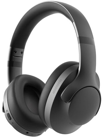 Active Noise Cancelling Headphones with Microphone-100H Playtime, Bluetooth Headphones with Deep Stereo Sound, Foldable Comfort, Wireless Headphones Bluetooth for Travel, Work or Commute, Black