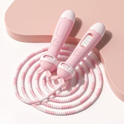 Flintronic Corde à sauter en perles avec compteur, corde à sauter segmentée de 2,5 m, écran LCD, cordes à sauter réglables pour enfants, sans nœuds, perles de qualité et cordon en polyéthylène