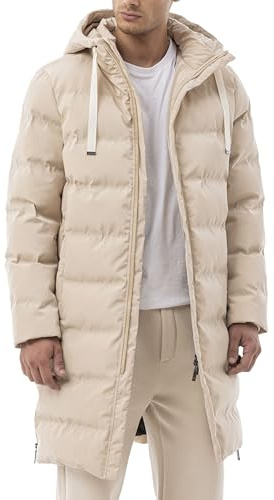 Redbridge vinterkappa, fodrad vinterjacka, lång skuren quiltad jacka, Beige, L