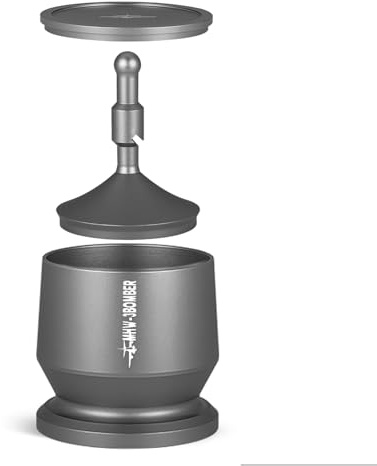 Phefop Kaffepulverplockare, Blind Shaker i Aluminiumlegering Doseringskopp Professionellt Kaffedistributionsverktyg med Doseringsring för Kvarnar Portafilter Häll över (GREY)