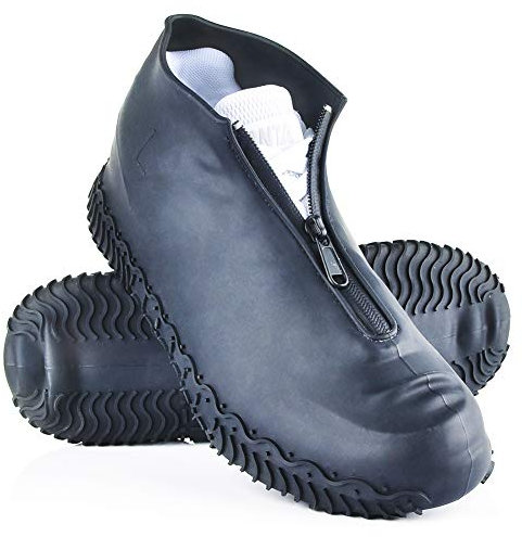 ydfagak Silikon Überschuhe, Wasserdicht Schuhüberzieher Wiederverwendbare rutschfeste Überschuhe, Für Regen, Schneetag, Wüstenstrand, Schlammige Straßen (L (39-42), Schwarz)
