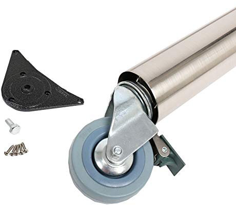 Tischbein Tischstütze auf Rolle mit Bremse ø 60mm Höhe 870 mm Edelstahl Optik
