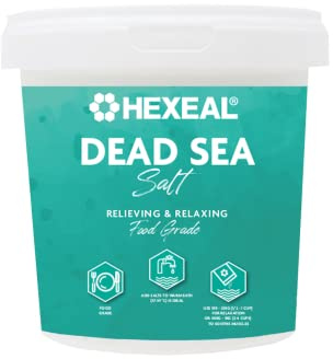 Hexeal Dead Sea Salt 1kg – 1kg Bucket of Food Grade Coarse Dead Sea Salt for Soothing Baths, Beauty & Cosmetics – 100% Natural Salts for Bathing & Relaxation