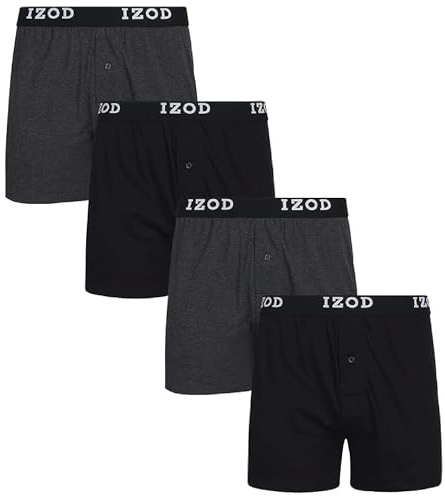 IZOD Mens Boxer Briefs - Soft Comfortable Mens Underwear Briefs Moisture Wicking Relaxed Fit 4” Inseam Boxers for Men, Size Large, Black/Charcoal