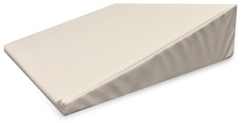 QUIRUMED Cuscino a cuneo, Misure 40 x 50 x 13 cm, Colore bianco, Ergonomico, Similpelle, Imbottitura flessibile, Cuscino per massaggi, Fisioterapia, Supporto per la schiena