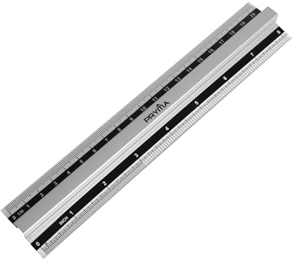 Pryma Righello in Alluminio - Precisione e Resistenza, Misurazione Professionale e Disegno Tecnico (Alluminio, 20 cm)