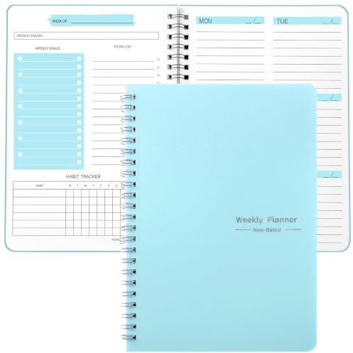 Zhswlp A5 Weekly Planner Notebook, Undated To Do List Notebook Diary 52 weeks of Daily Planner tracking for Daily life, Work, Students