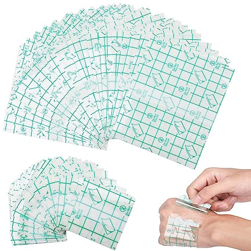 LUCKNIGHT 100 Pcs Benda Trasparente Impermeabile, 10 x 12cm, 5 x 5 cm Cerotti Elastici Di Fissaggio, Bendaggio Antiallergico, Pellicola Per Tatuaggi, Nastro Medico Adesivo 2 Dimensioni