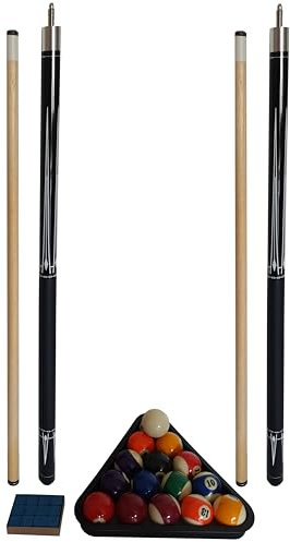 Billard Komplett Set - 2 Queues, 1 Satz Kugeln, Triangel, Kreide