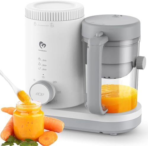 Procesador de Alimentos Bebés, Robot de Cocina Bebe con Cesta de Vapor Reversible, Fácil Operación con un Botón y Gran Apertura para Una Fácil Limpieza Baby Food Precessor