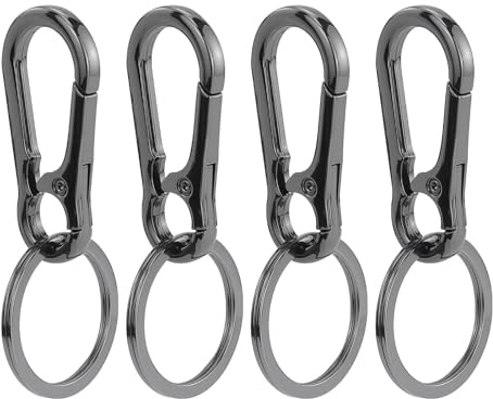Set de 4 Llaveros con Mosquetón – Mosquetón Pequeño de Metal, Extraíble – Mosqueton Llavero Para Llaves de Coche, Mochila, Camping y Viajes, llavero hombre keychain