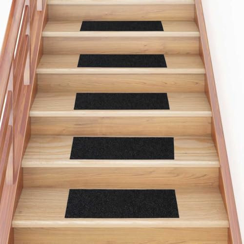 LLEZKBR Hogar y jardín, artículos para el hogar, peldaños de escalera, alfombrillas autoadhesivas 30 piezas negro 60 x 25 cm rectangular