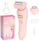 AOOWU Rasoio Intimo donna, 2 In 1 Rasoio Elettrico Donna Inguine, IPX7 Depilatore Corpo Donna, Epilatore Viso Donna di Rimozione per Bikini Ascelle Gambe, Ricaricabile Dry Wet, con Display LED