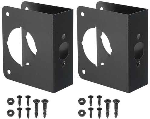PATIKIL 2 ensembles Plaque de renforcement de porte noir | taille de serrure de porte 4-1/2, de plaques de renforcement et réparation de porte pour porte de 1-3/4 d'épaisseur